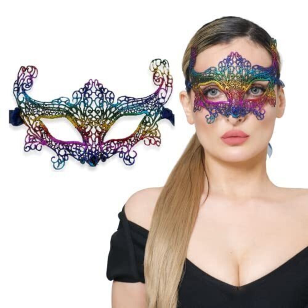 7526 Rainbow Masquerade Mask - Phantom Of the Opera Mask for Masquerade